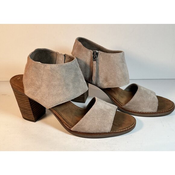 TOMS Suede Majorca Cutout Block Heels Womens Casual Sandals Shoes Taupe Size 6M - Picture 14 of 16